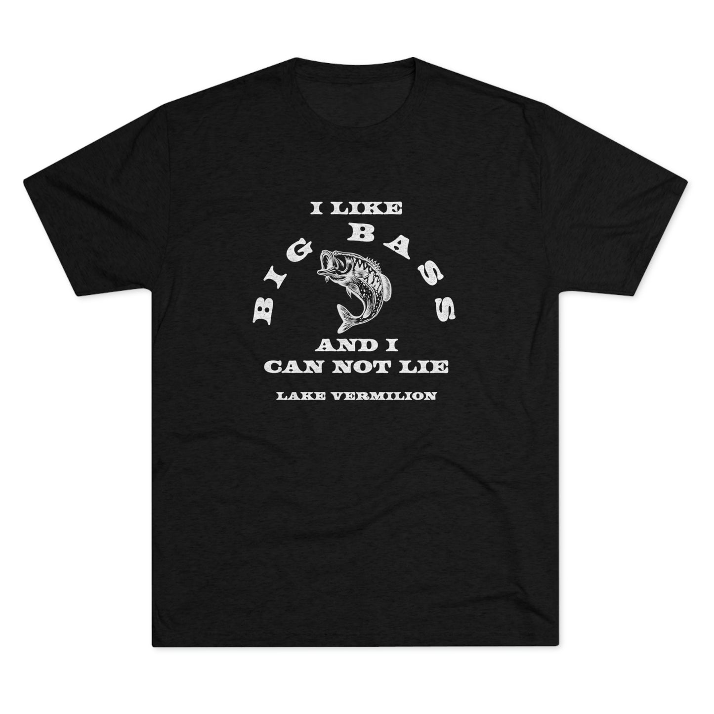 Big Bass - Lake Vermilion - White Graphic - Unisex Tri-Blend Crew Tee