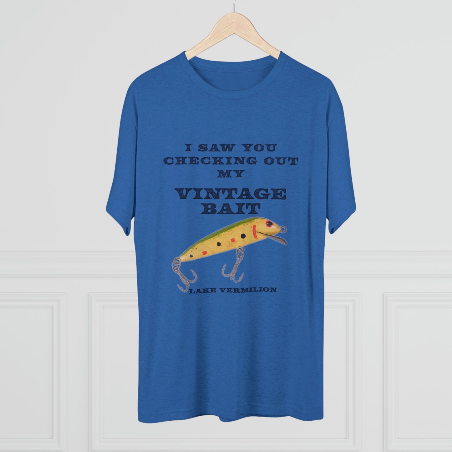 Checking Out My Vintage Bait - Lake Vermilion Fishing - Unisex Tri-Blend Crew Tee