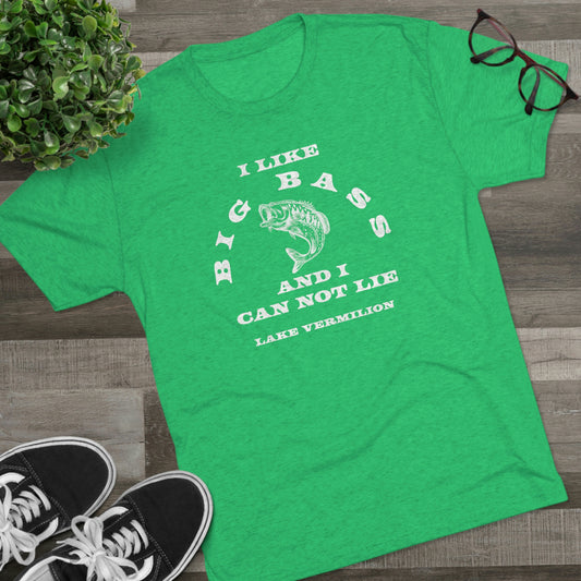 Big Bass - Lake Vermilion - White Graphic - Unisex Tri-Blend Crew Tee