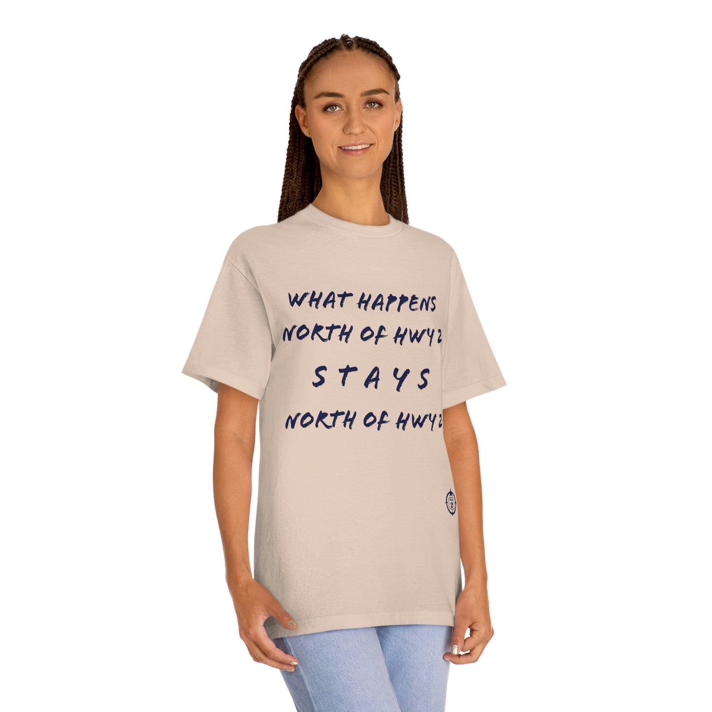 North of Hwy 2 - With Personalized Back - Unisex Classic Tee - Medium Weight Fabric