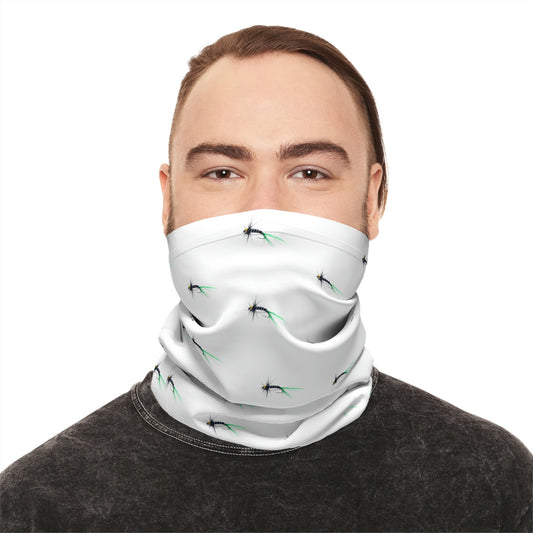 Summer Weather  - Fishing Lure - Fly - Pattern - Fishing / Boating Lightweight Neck Gaiter - White