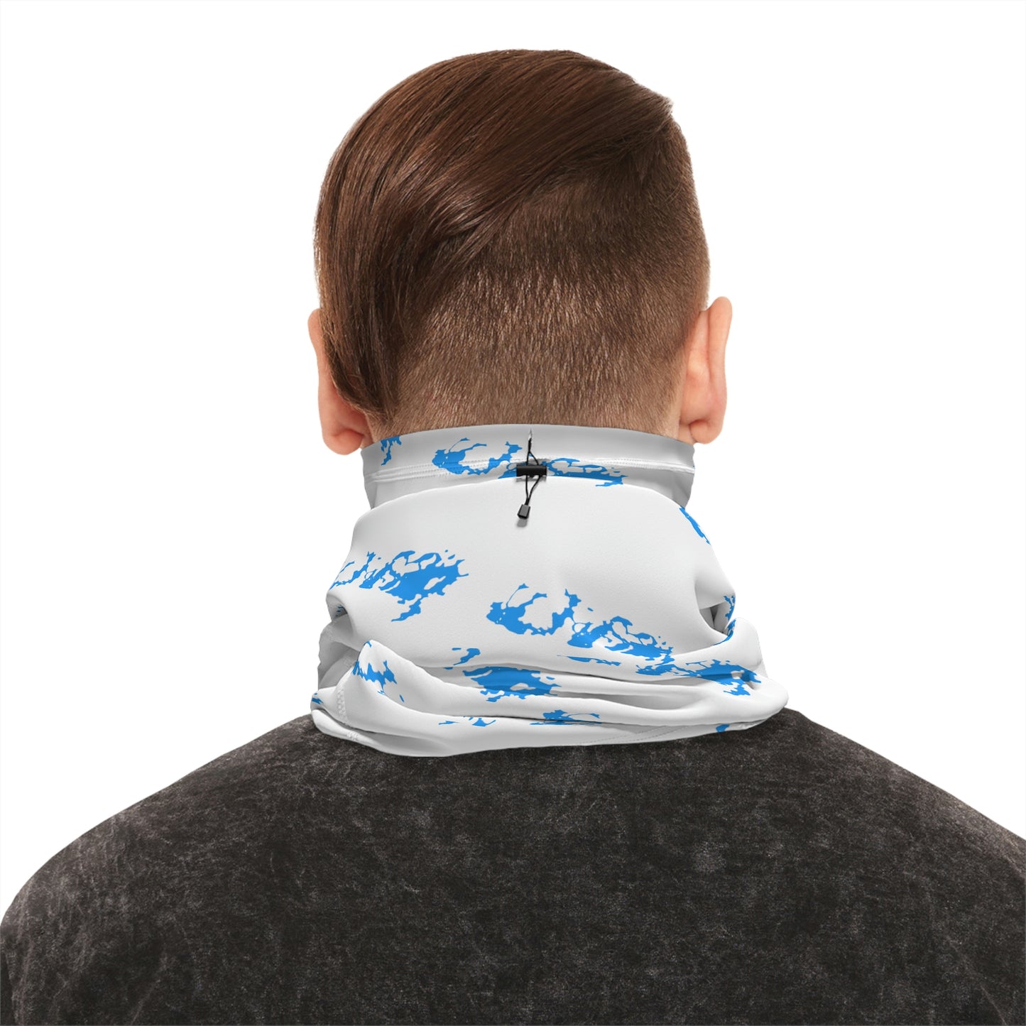 Cool Weather  - Lake Vermilion - MN - Pattern - Fishing / Snowmobiling Winter Neck Gaiter With Drawstring - White