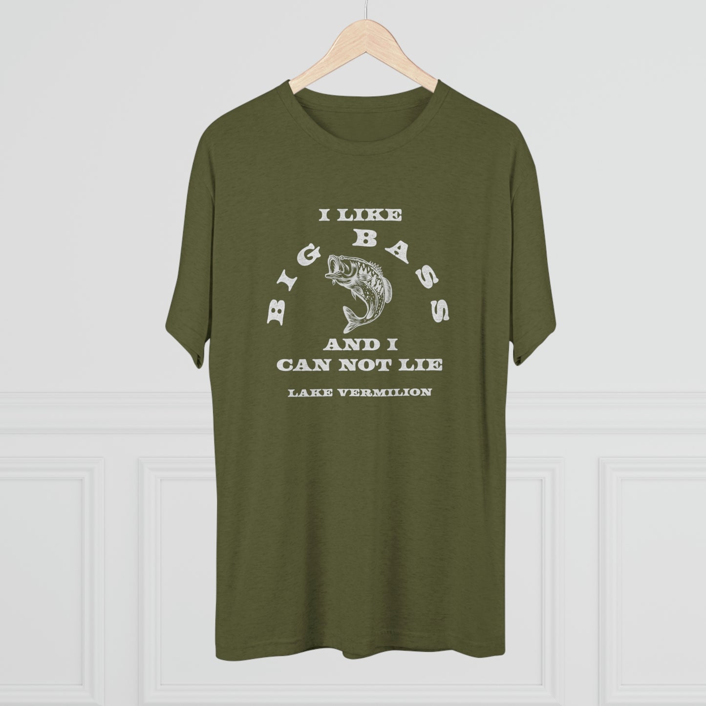 Big Bass - Lake Vermilion - White Graphic - Unisex Tri-Blend Crew Tee