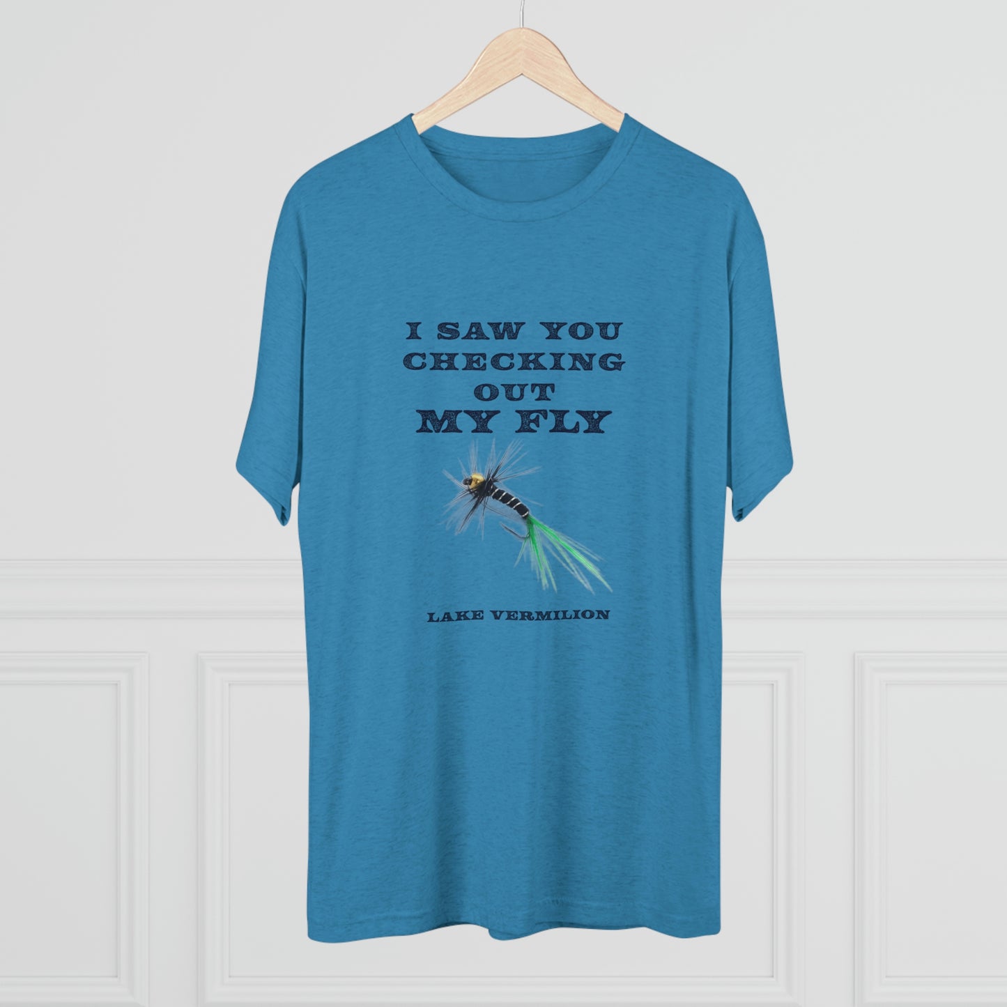 Checking Out My Fly - Lake Vermilion Fishing - Unisex Tri-Blend Crew Tee