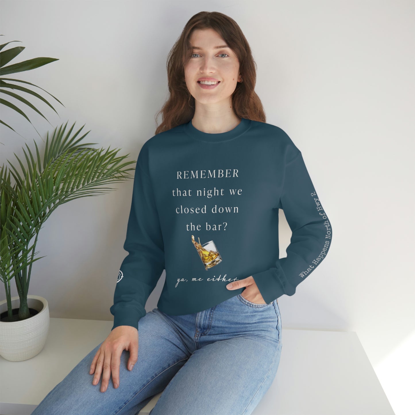 Remember That Night - Closed The Bar Down -  North of Hwy 2 - Unisex Heavy Blend™ Crewneck Sweatshirt