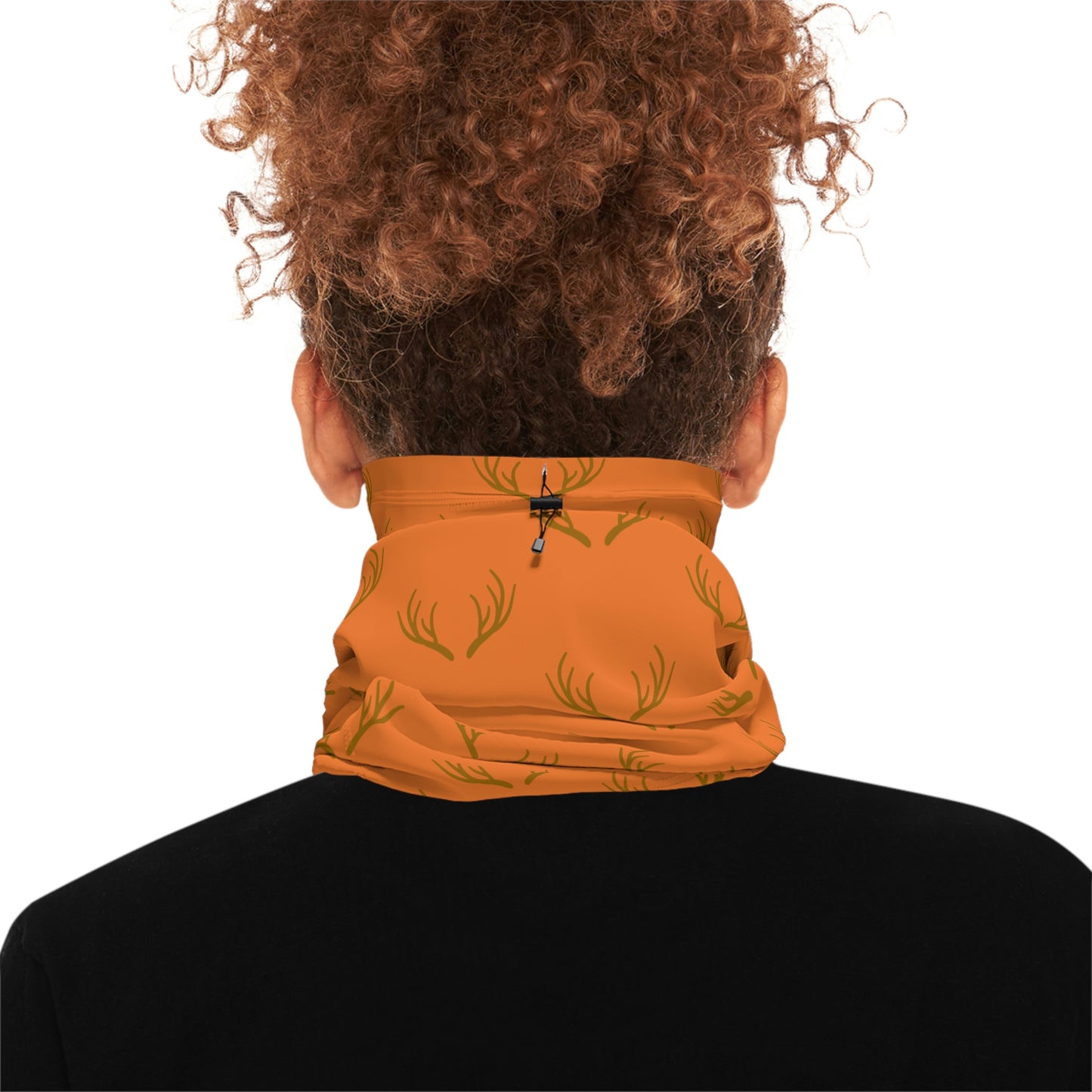 Cool Weather  - Antler - Pattern - Fishing / Snowmobiling / Hunting Winter Neck Gaiter With Drawstring - Orange