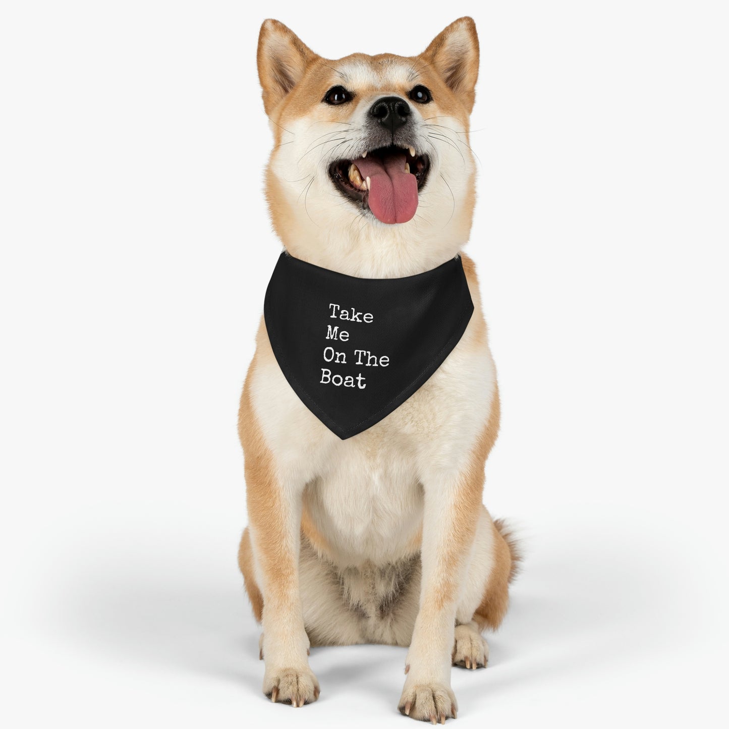 Take Me On The Boat - Cabin / Lake Theme - Pet Bandana Collar - Black