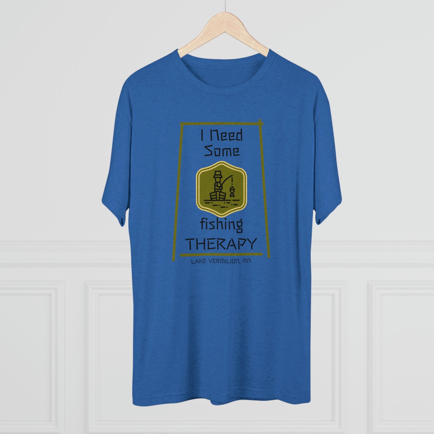 Fishing Therapy - Green Accents - Lake Vermilion - Unisex Tri-Blend Crew Tee