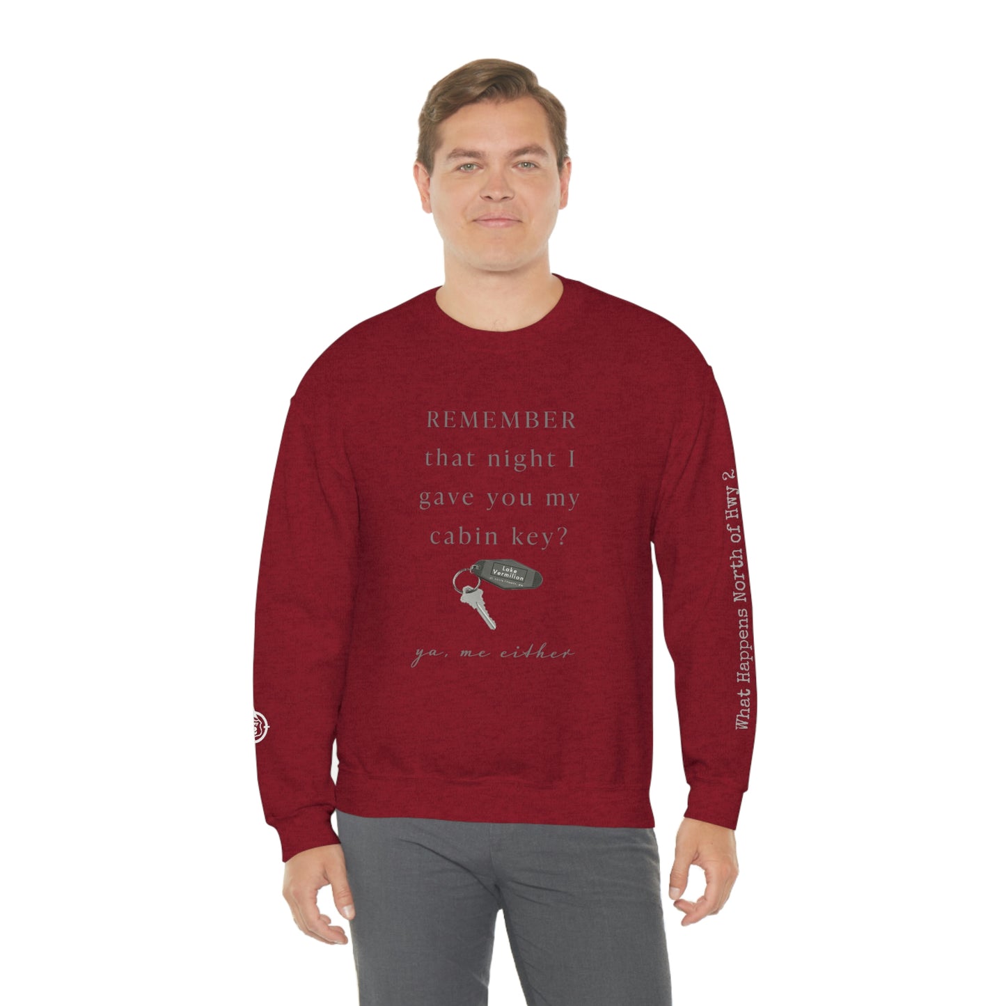 Remember That Night - Cabin Key - Lake Vermilion - North of Hwy 2 - Unisex Heavy Blend™ Crewneck Sweatshirt