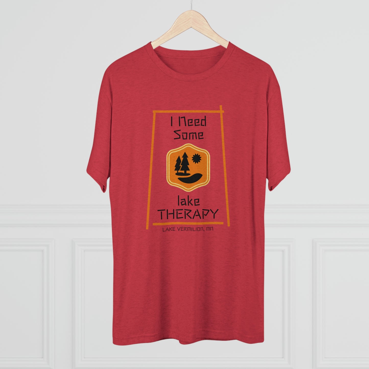 Lake Therapy - Orange Accents - Lake Vermilion - Unisex Tri-Blend Crew Tee