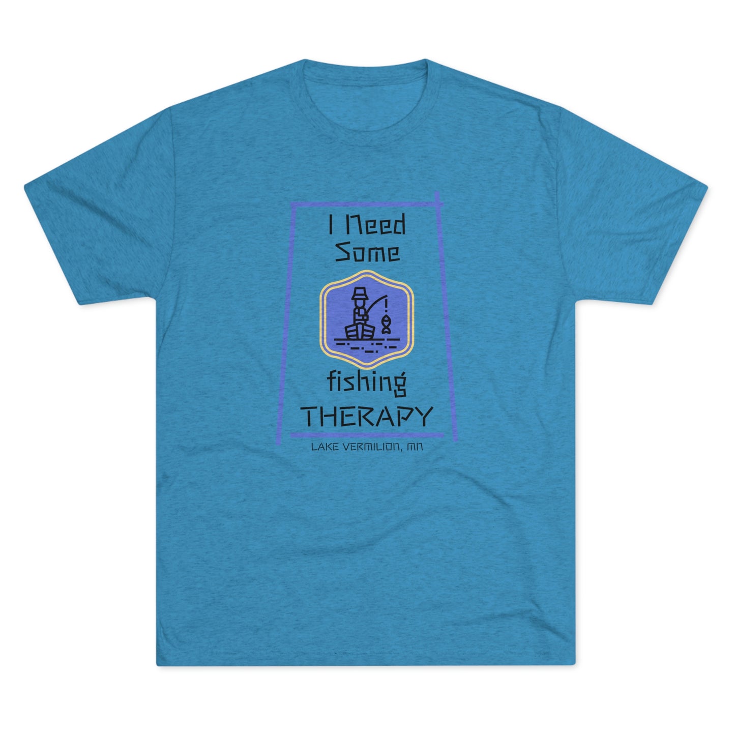 Fishing Therapy - Blue Accents - Lake Vermilion - Unisex Tri-Blend Crew Tee