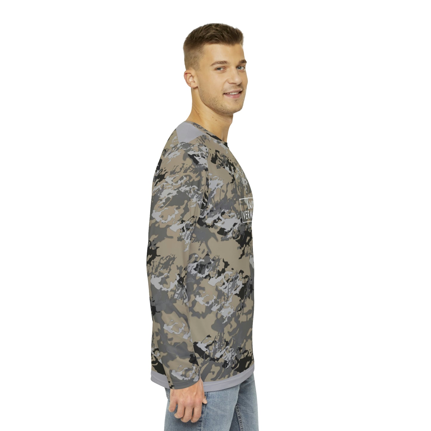 Lake Vermilion - MN - CUSTOM Vermilook® Camo - Medium Darkness - Grey Accents - Men's Long Sleeve AOP Shirt