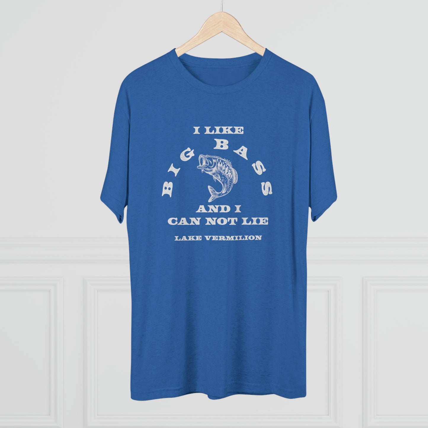Big Bass - Lake Vermilion - White Graphic - Unisex Tri-Blend Crew Tee