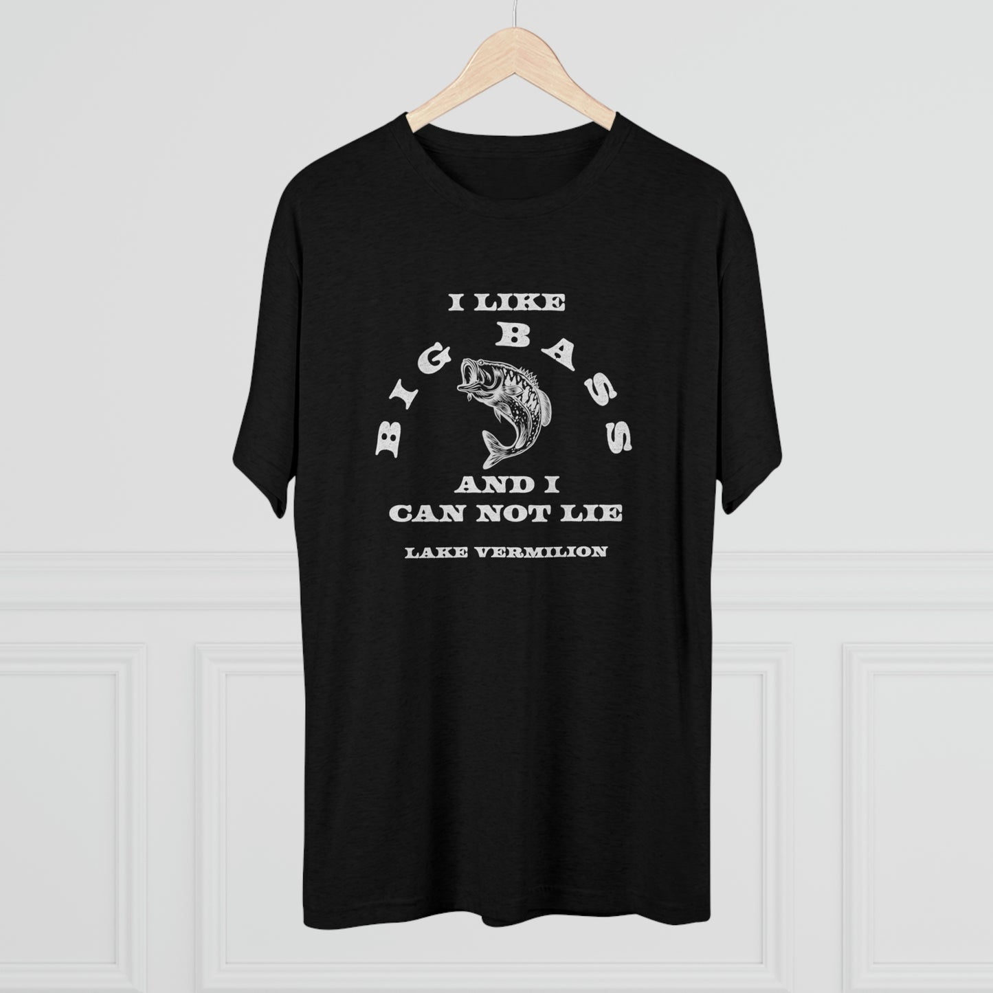 Big Bass - Lake Vermilion - White Graphic - Unisex Tri-Blend Crew Tee