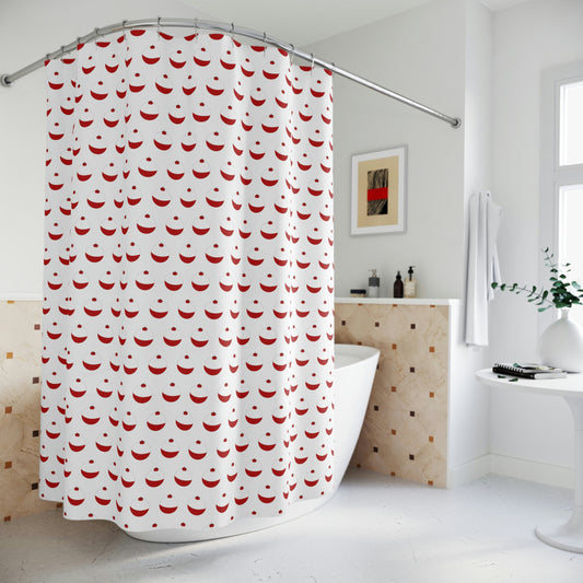 Traditional Red & White Bobber - Polyester Shower Curtain