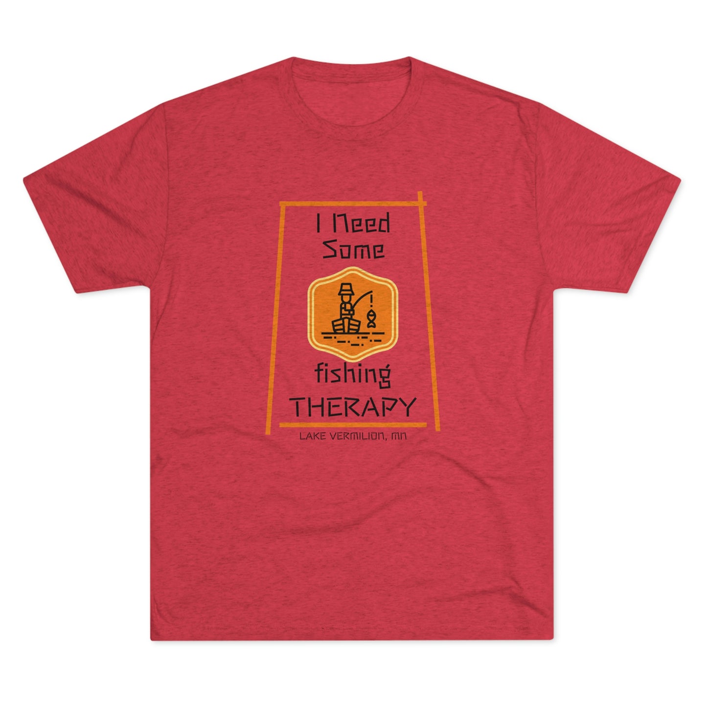 Fishing Therapy - Orange Accents - Lake Vermilion - Unisex Tri-Blend Crew Tee