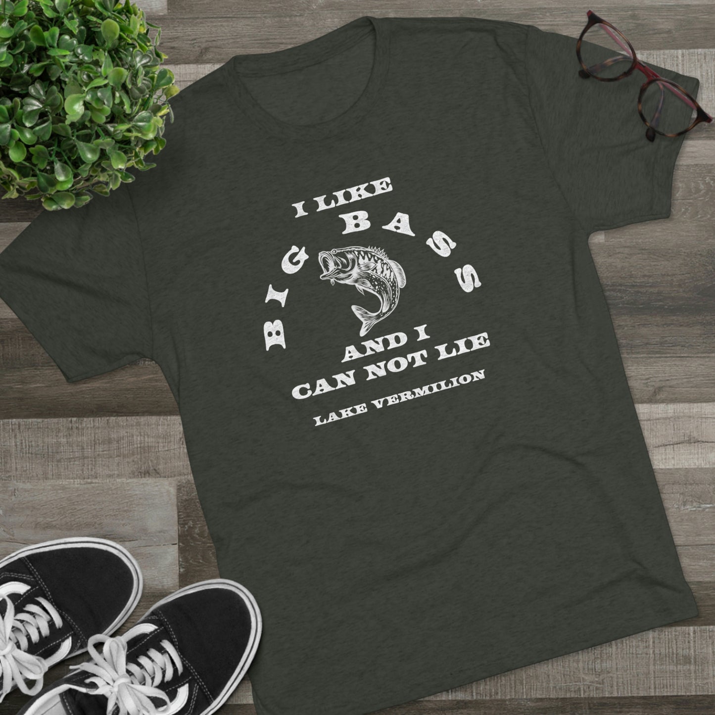 Big Bass - Lake Vermilion - White Graphic - Unisex Tri-Blend Crew Tee