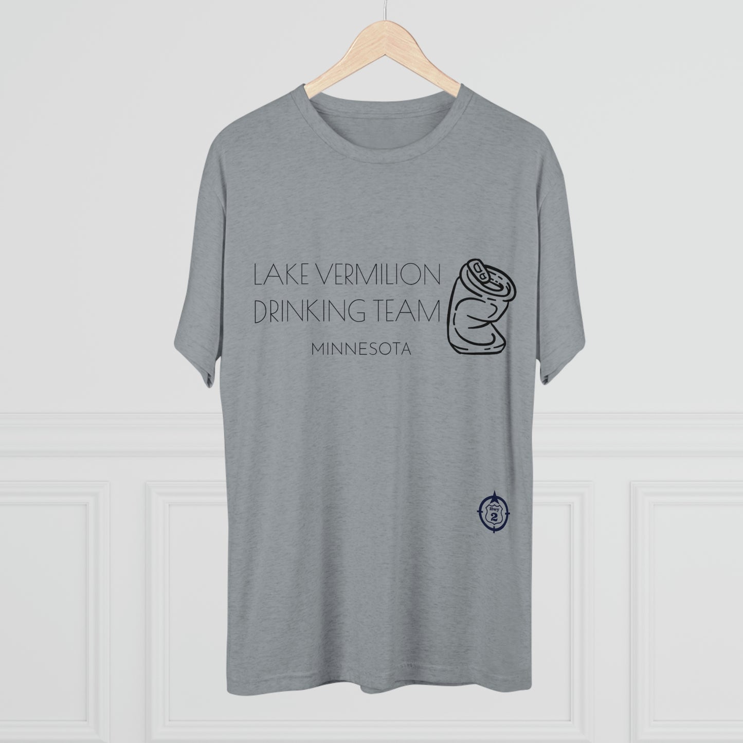 Lake Vermilion - Drinking Team - Crushed Can - Dark Graphic - Unisex Tri-Blend Crew Tee