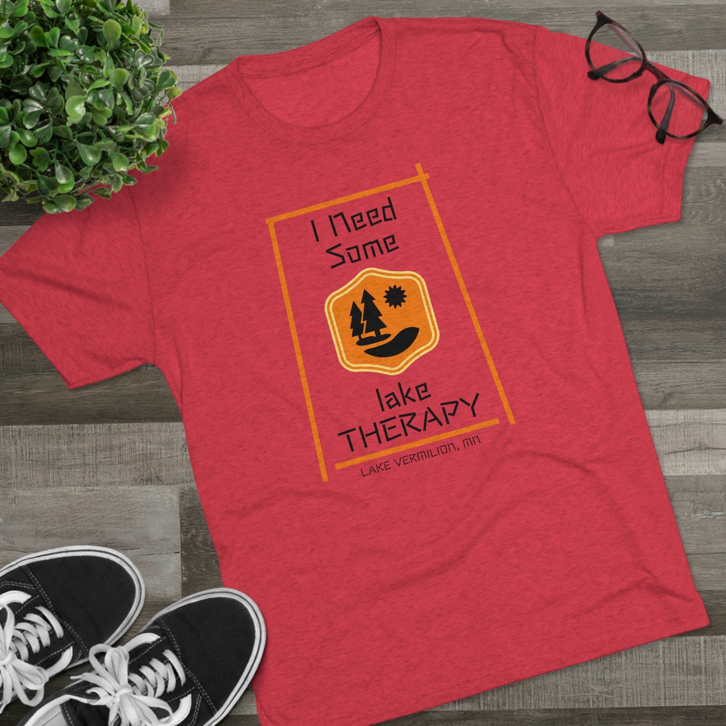 Lake Therapy - Orange Accents - Lake Vermilion - Unisex Tri-Blend Crew Tee