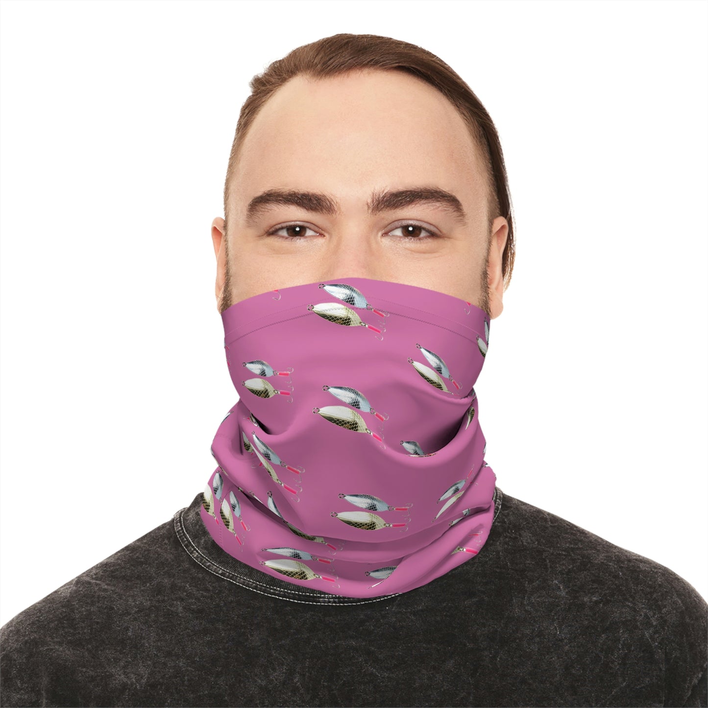 Summer Weather  - Fishing Lure - Spoons- Pattern - Fishing / Boating Lightweight Neck Gaiter - Pink
