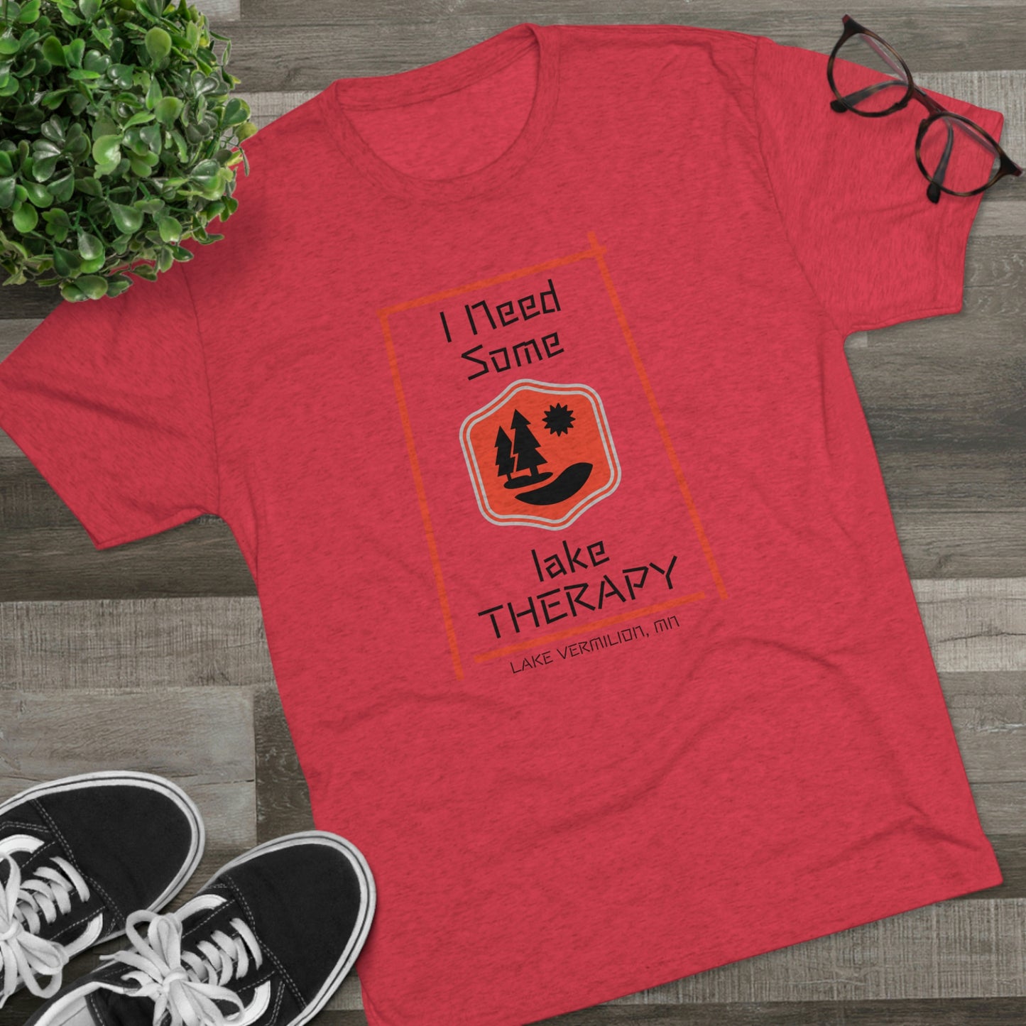 Lake Therapy - Red Accents - Lake Vermilion - Unisex Tri-Blend Crew Tee