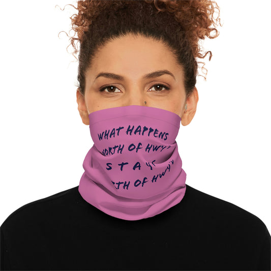 Summer Weather  - North of Hwy 2- Fishing / Boating Lightweight Neck Gaiter - Pink