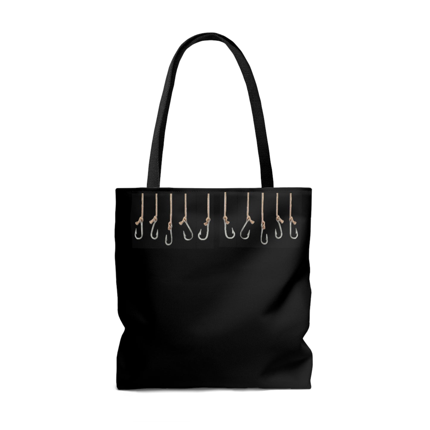 Fishing Theme  Boat / Beach Bag - Hooks / Lures - Black AOP Tote Bag