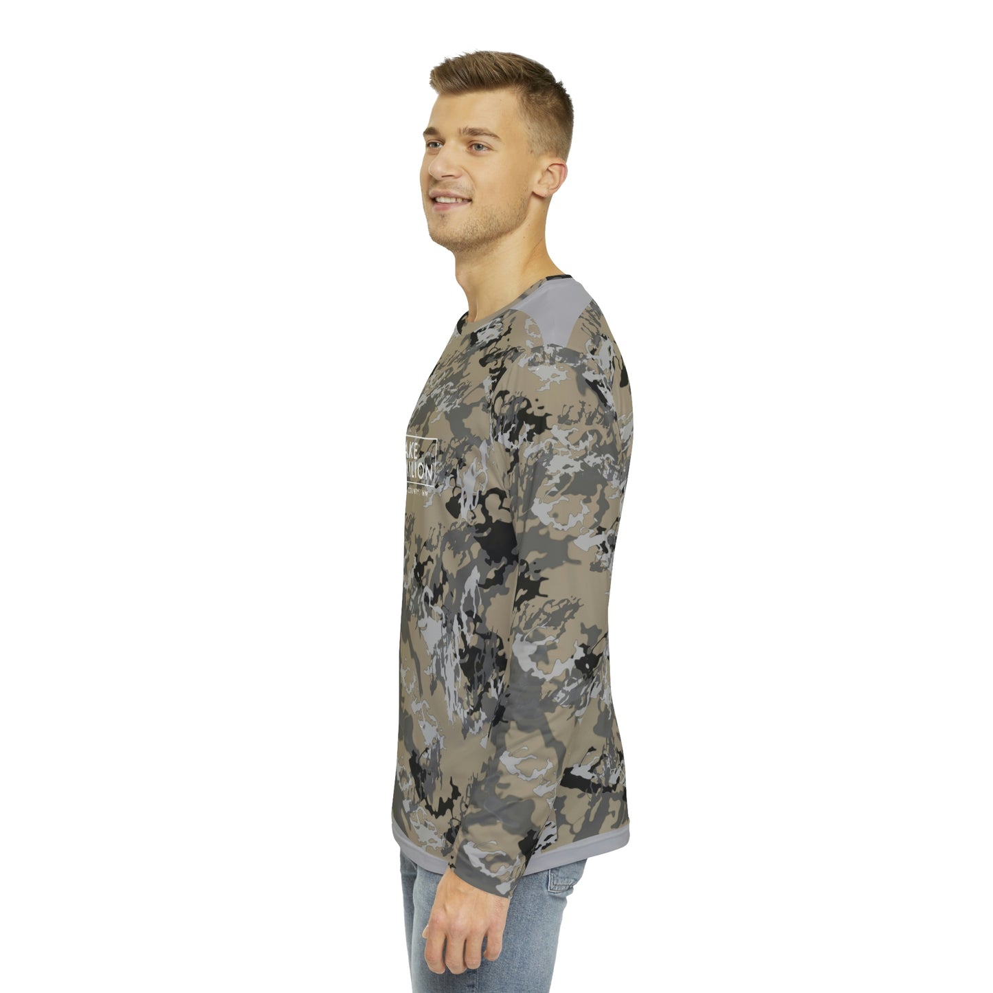 Lake Vermilion - MN - CUSTOM Vermilook® Camo - Medium Darkness - Grey Accents - Men's Long Sleeve AOP Shirt