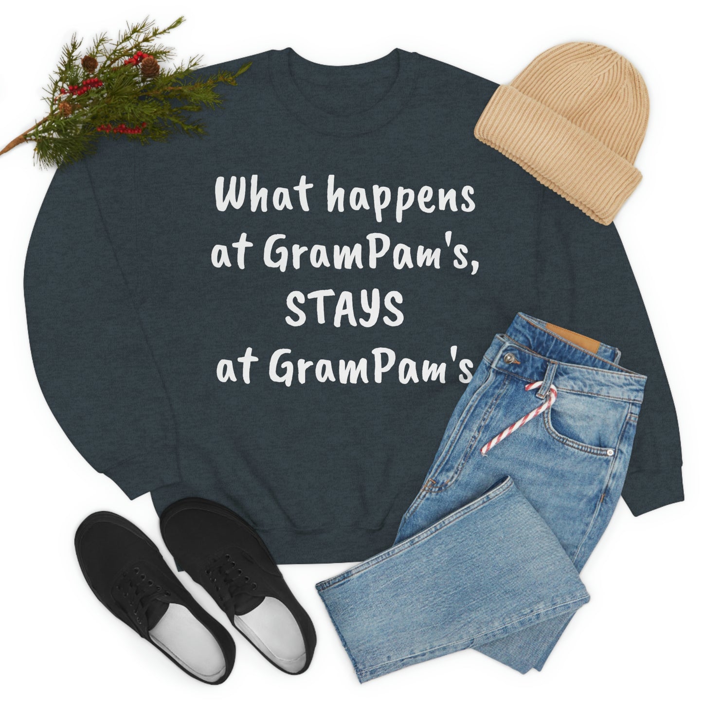What happens at GramPam's, STAYS at GramPam's - Unisex Heavy Blend™ Crewneck Sweatshirt