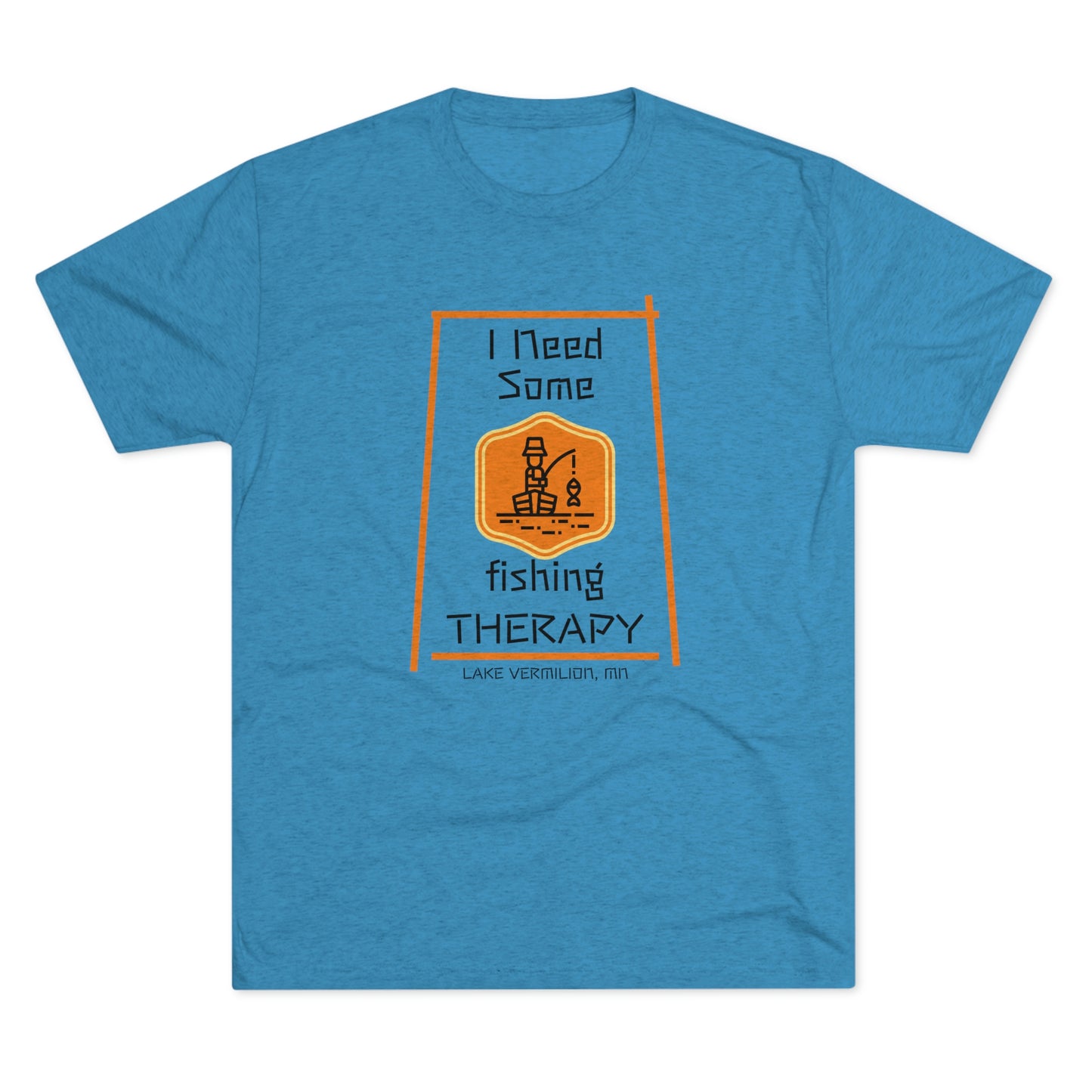 Fishing Therapy - Orange Accents - Lake Vermilion - Unisex Tri-Blend Crew Tee