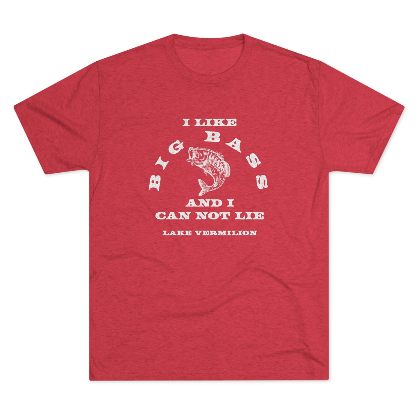 Big Bass - Lake Vermilion - White Graphic - Unisex Tri-Blend Crew Tee