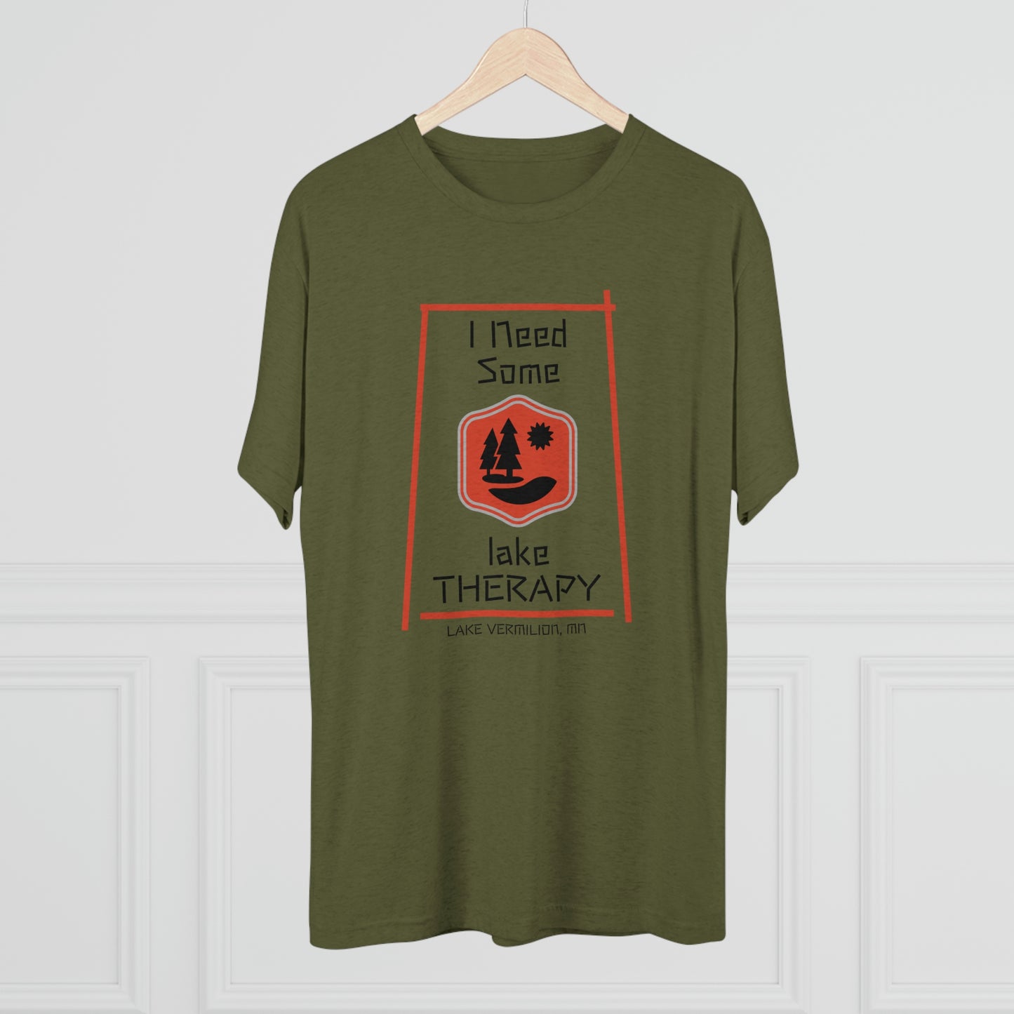 Lake Therapy - Red Accents - Lake Vermilion - Unisex Tri-Blend Crew Tee