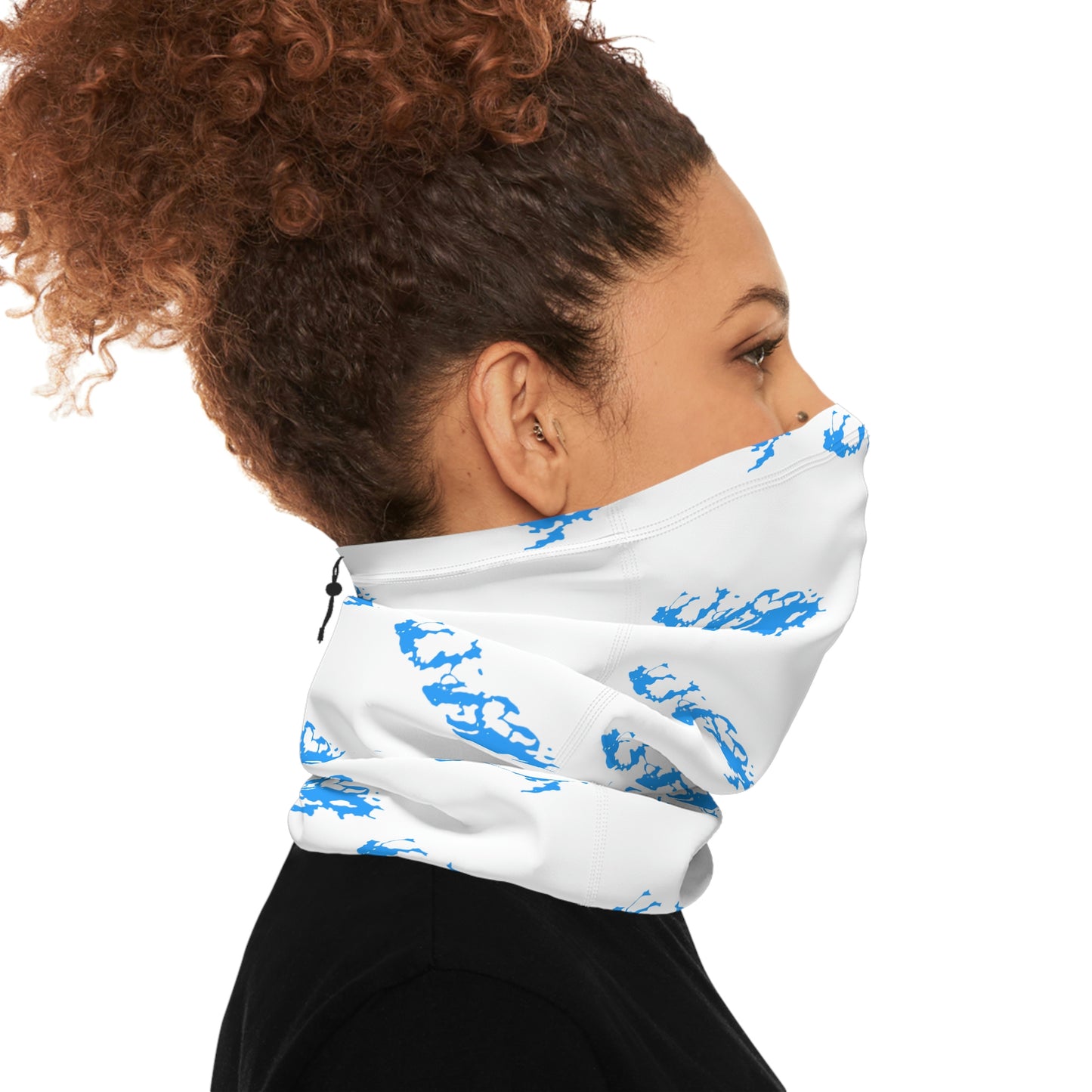 Cool Weather  - Lake Vermilion - MN - Pattern - Fishing / Snowmobiling Winter Neck Gaiter With Drawstring - White