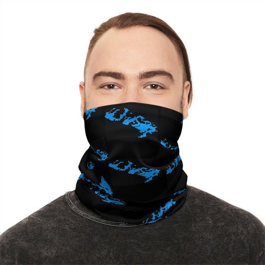Cool Weather  - Lake Vermilion - MN - Pattern - Fishing / Snowmobiling Winter Neck Gaiter With Drawstring - Black