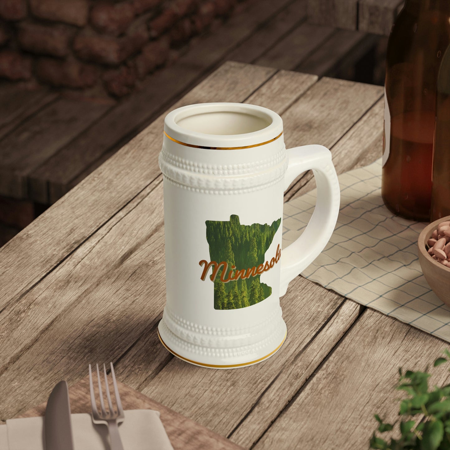 Minnesota - Dark Green Forest - Beer Stein Mug
