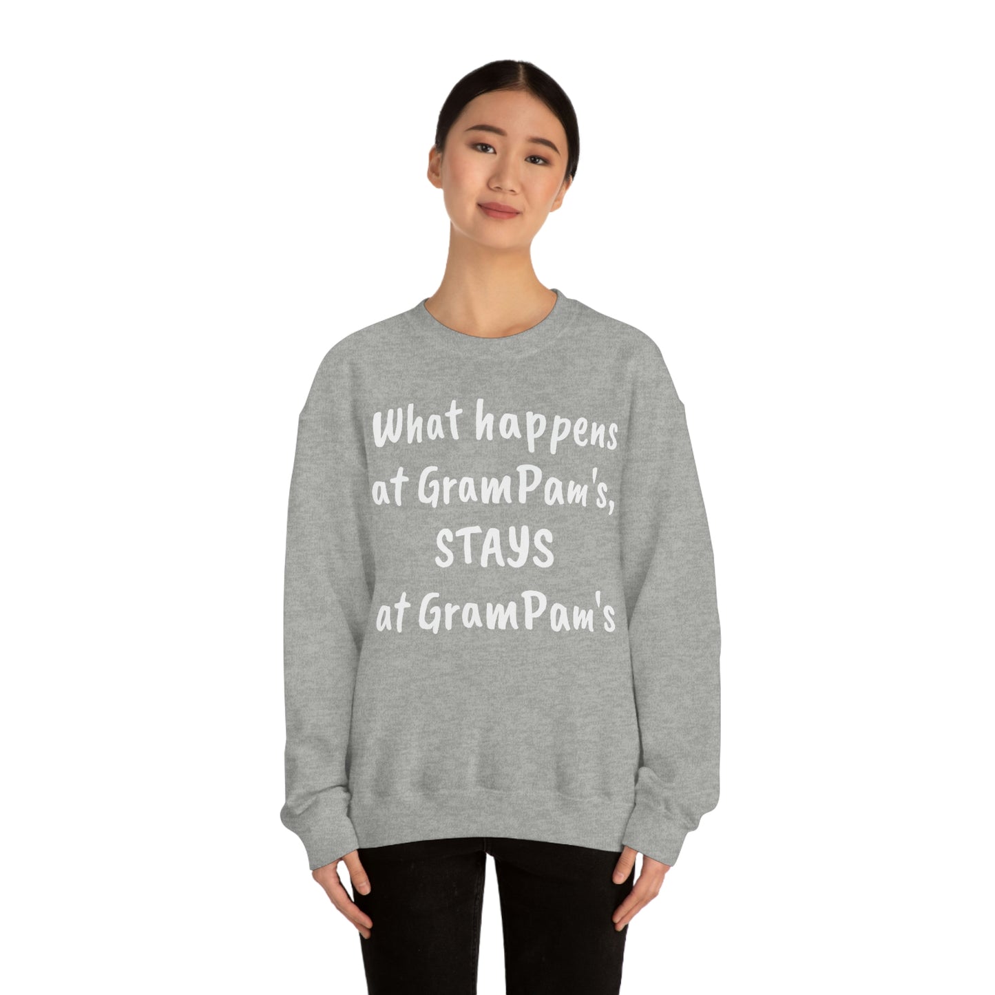 What happens at GramPam's, STAYS at GramPam's - Unisex Heavy Blend™ Crewneck Sweatshirt