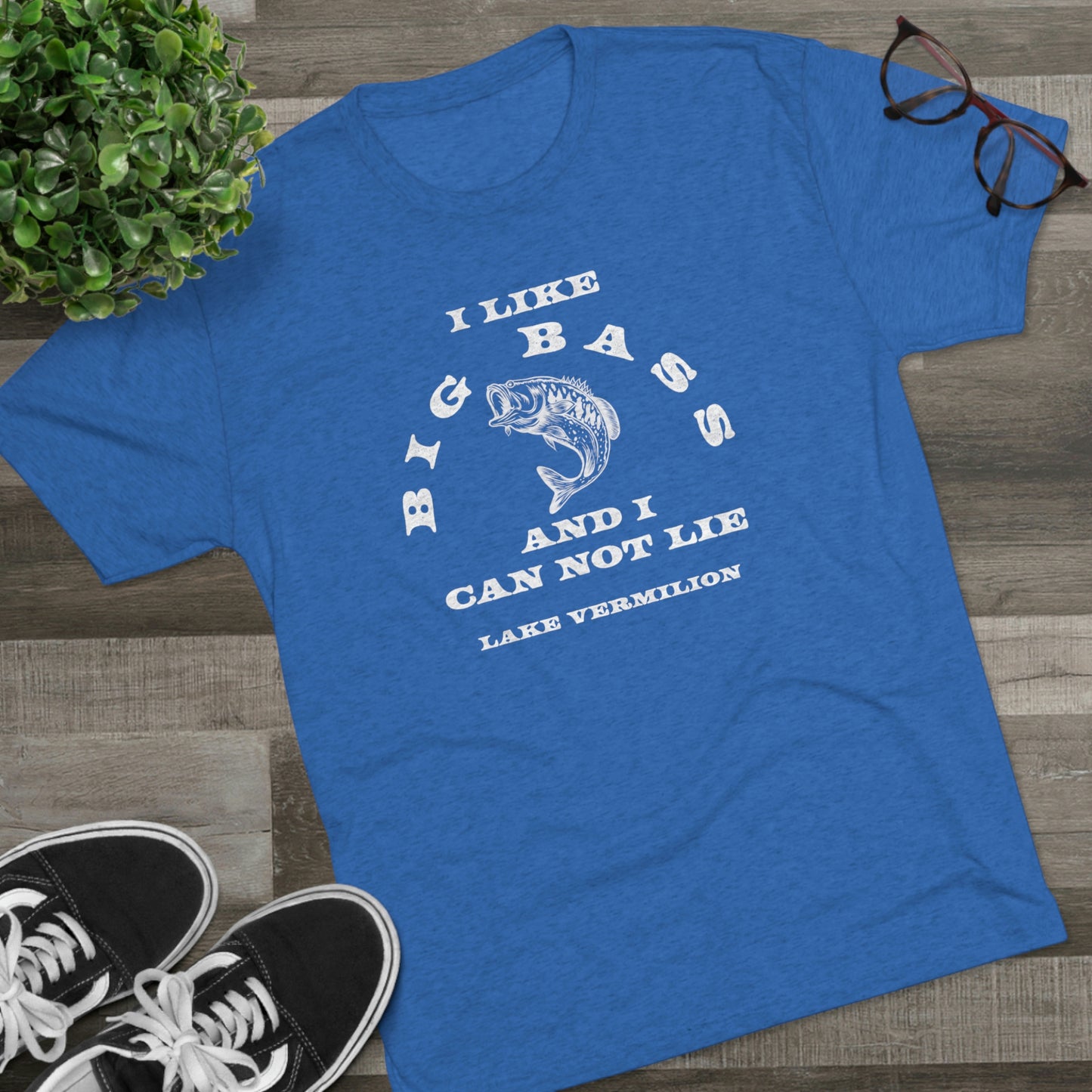 Big Bass - Lake Vermilion - White Graphic - Unisex Tri-Blend Crew Tee