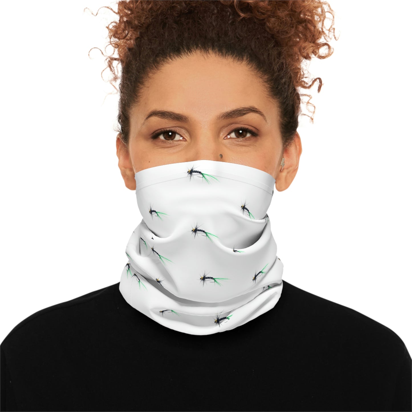 Summer Weather  - Fishing Lure - Fly - Pattern - Fishing / Boating Lightweight Neck Gaiter - White