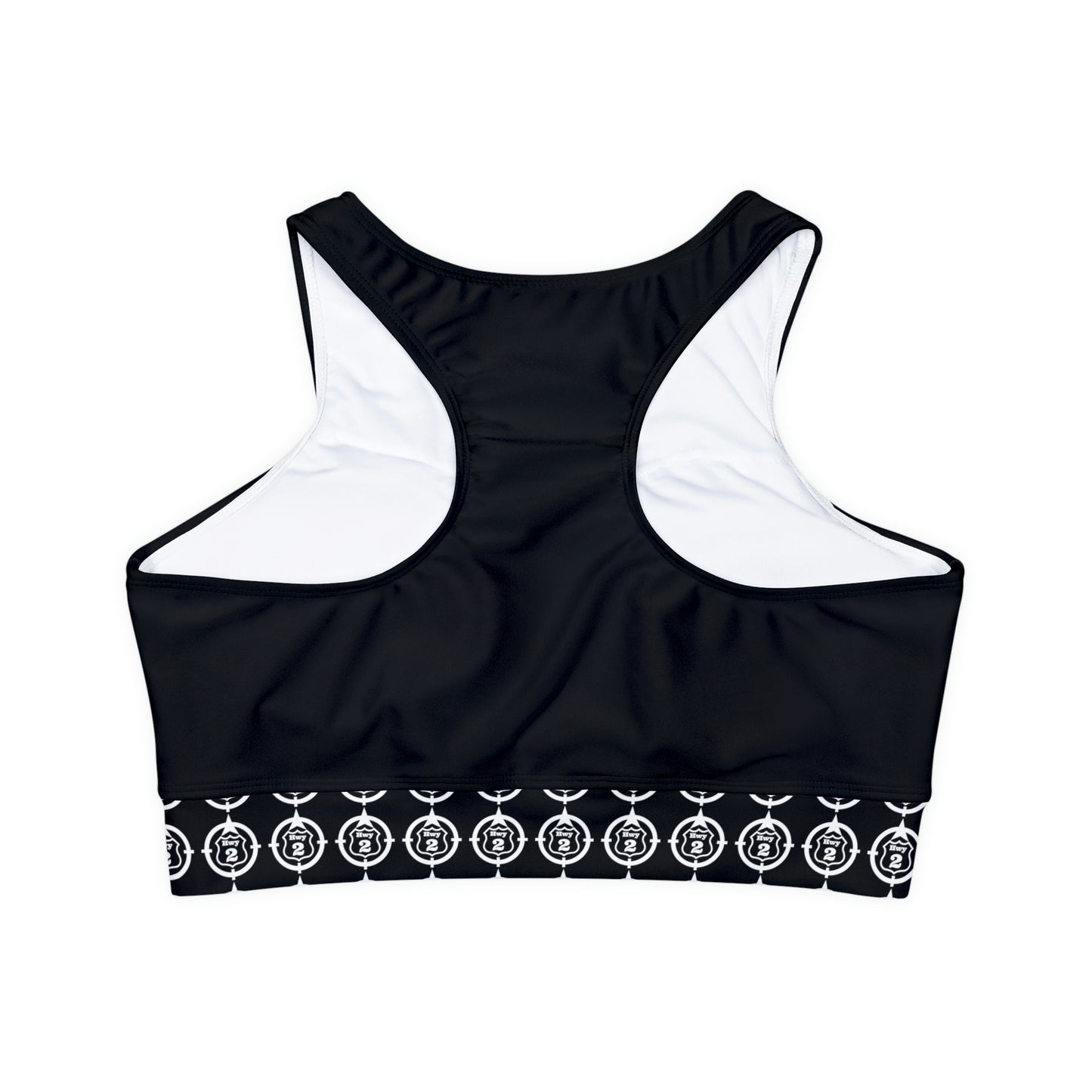 What Happens North of Hwy 2 -  Fully Lined, Padded Sports Bra - Black