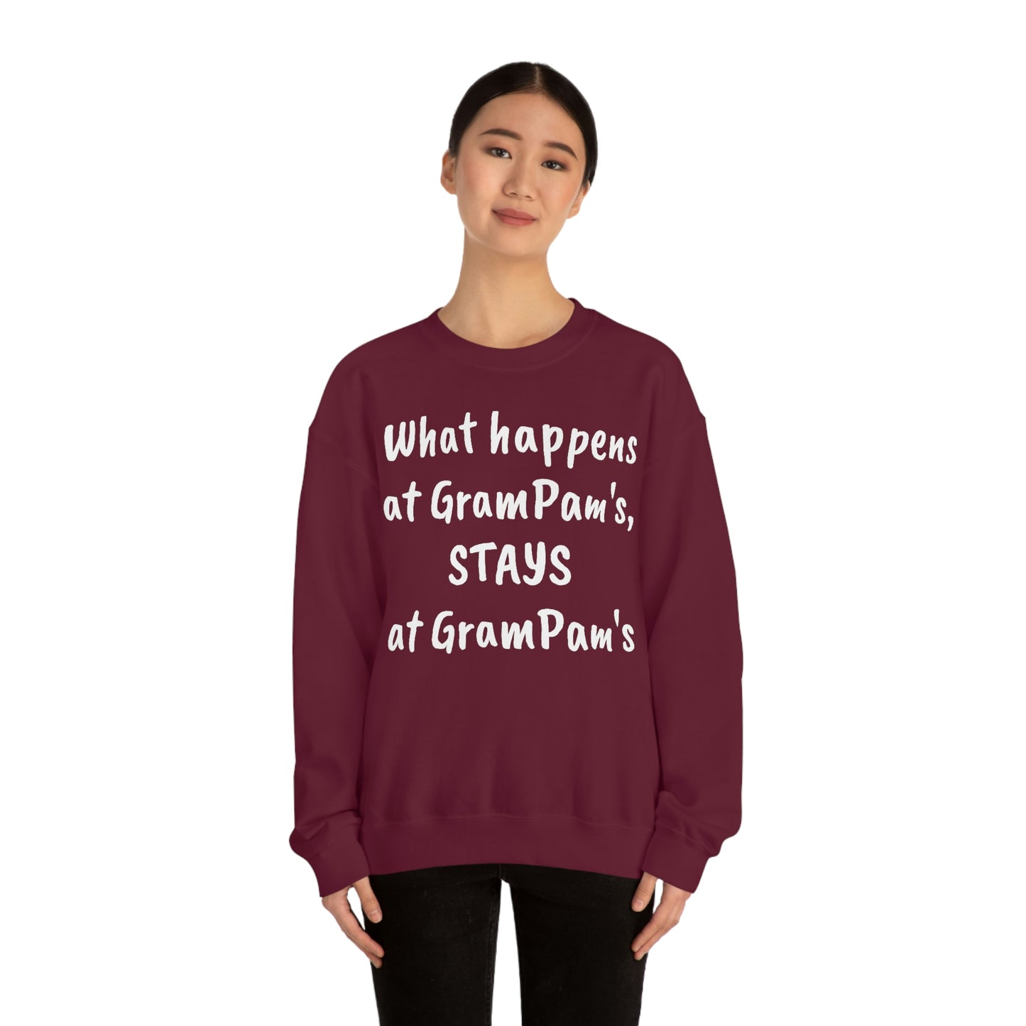 What happens at GramPam's, STAYS at GramPam's - Unisex Heavy Blend™ Crewneck Sweatshirt