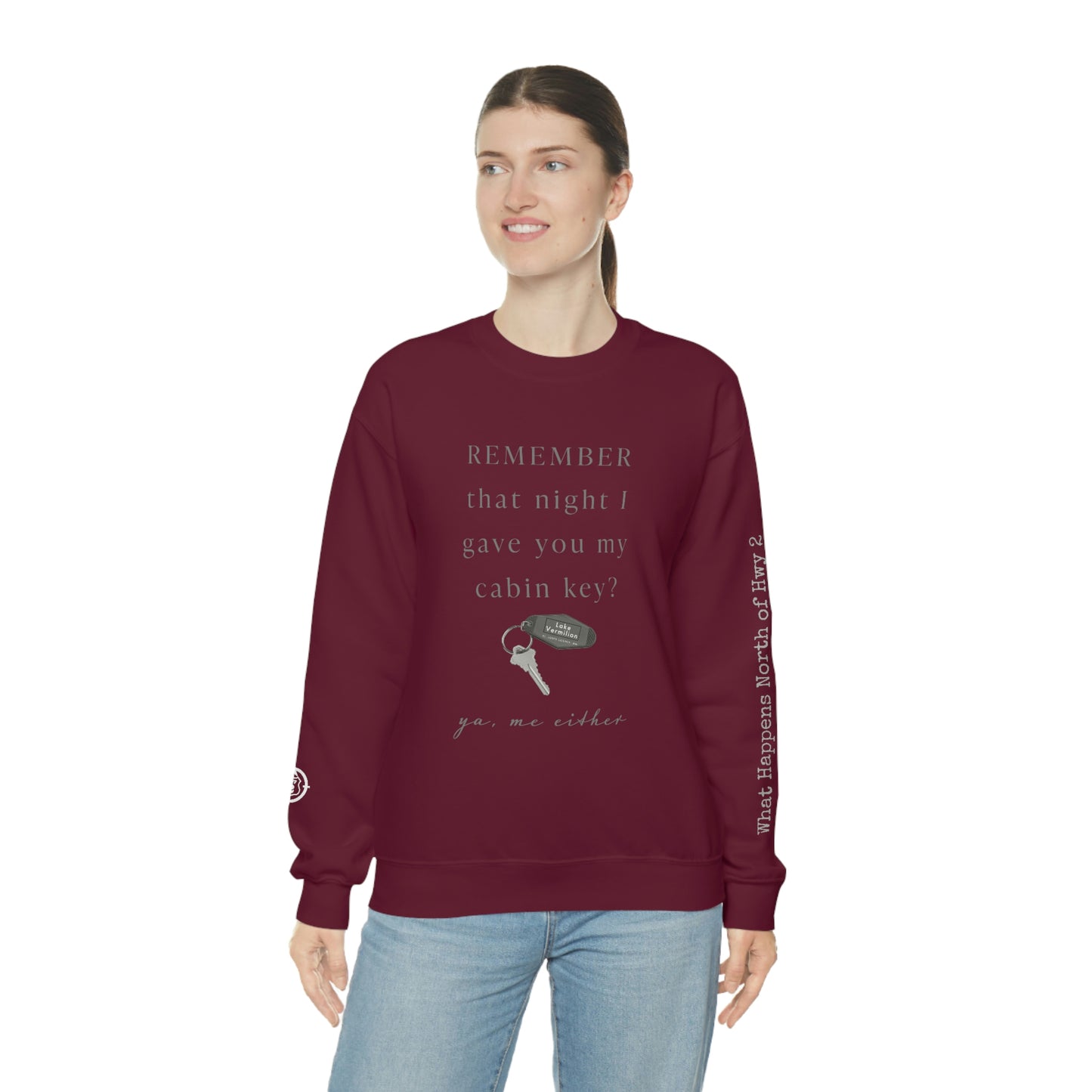 Remember That Night - Cabin Key - Lake Vermilion - North of Hwy 2 - Unisex Heavy Blend™ Crewneck Sweatshirt