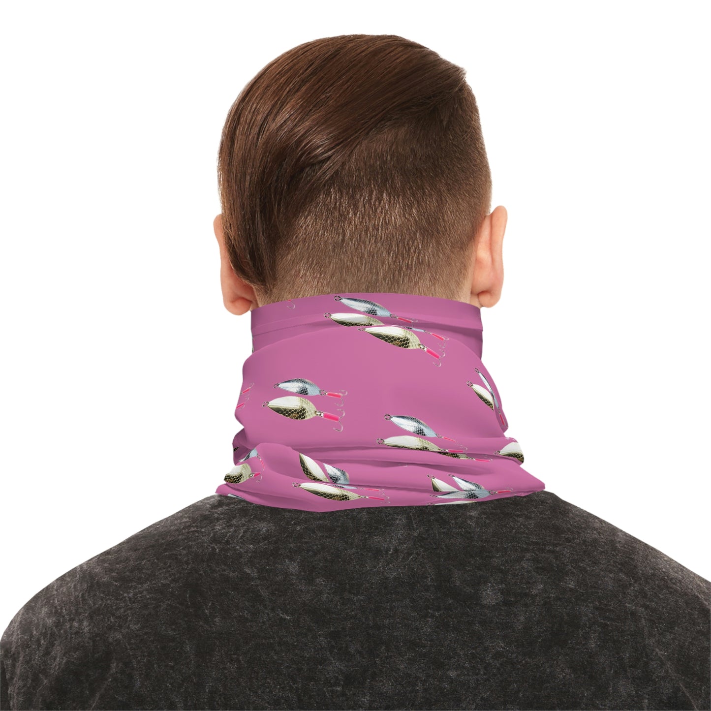Summer Weather  - Fishing Lure - Spoons- Pattern - Fishing / Boating Lightweight Neck Gaiter - Pink