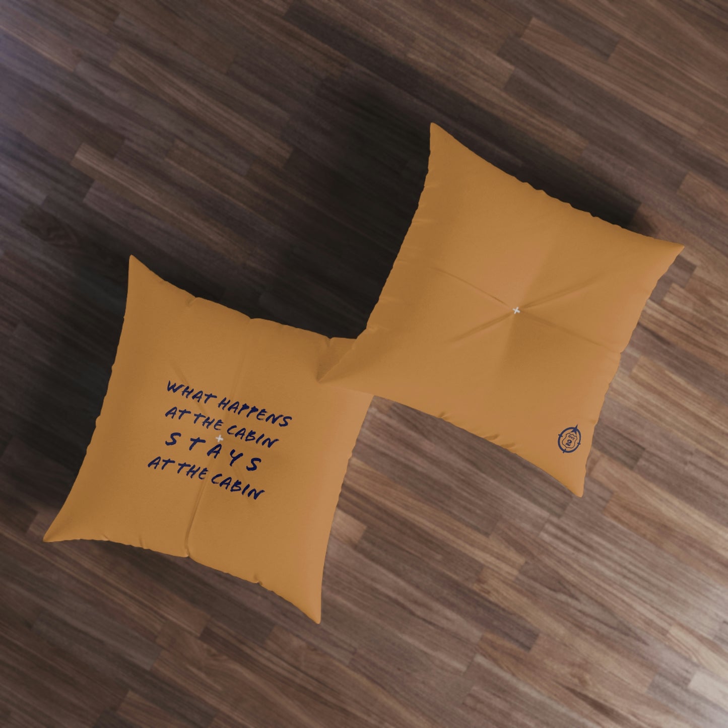 What Happens At The Cabin - BROWN - Tufted Floor Pillow, Square