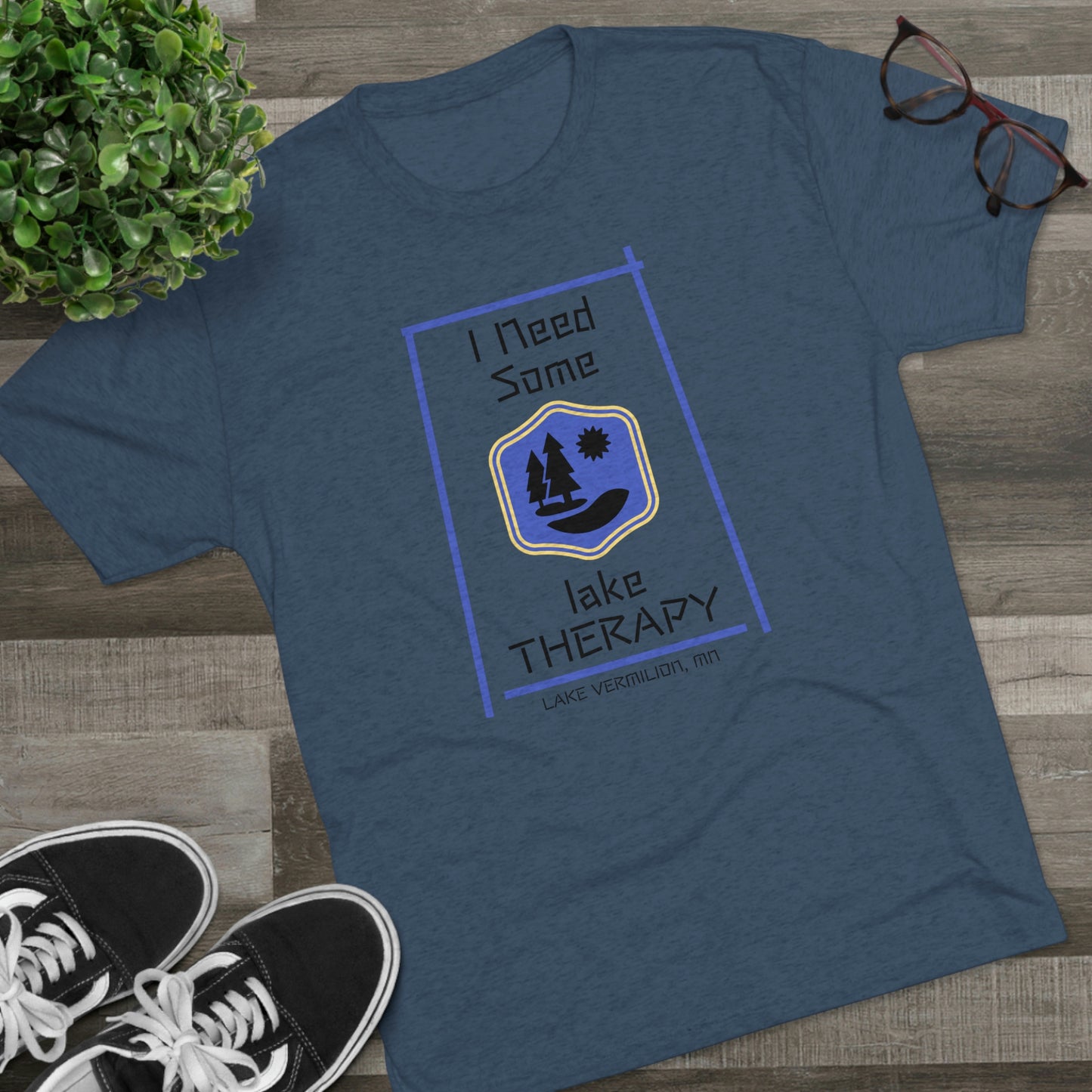 Lake Therapy - Blue Accents - Lake Vermilion - Unisex Tri-Blend Crew Tee
