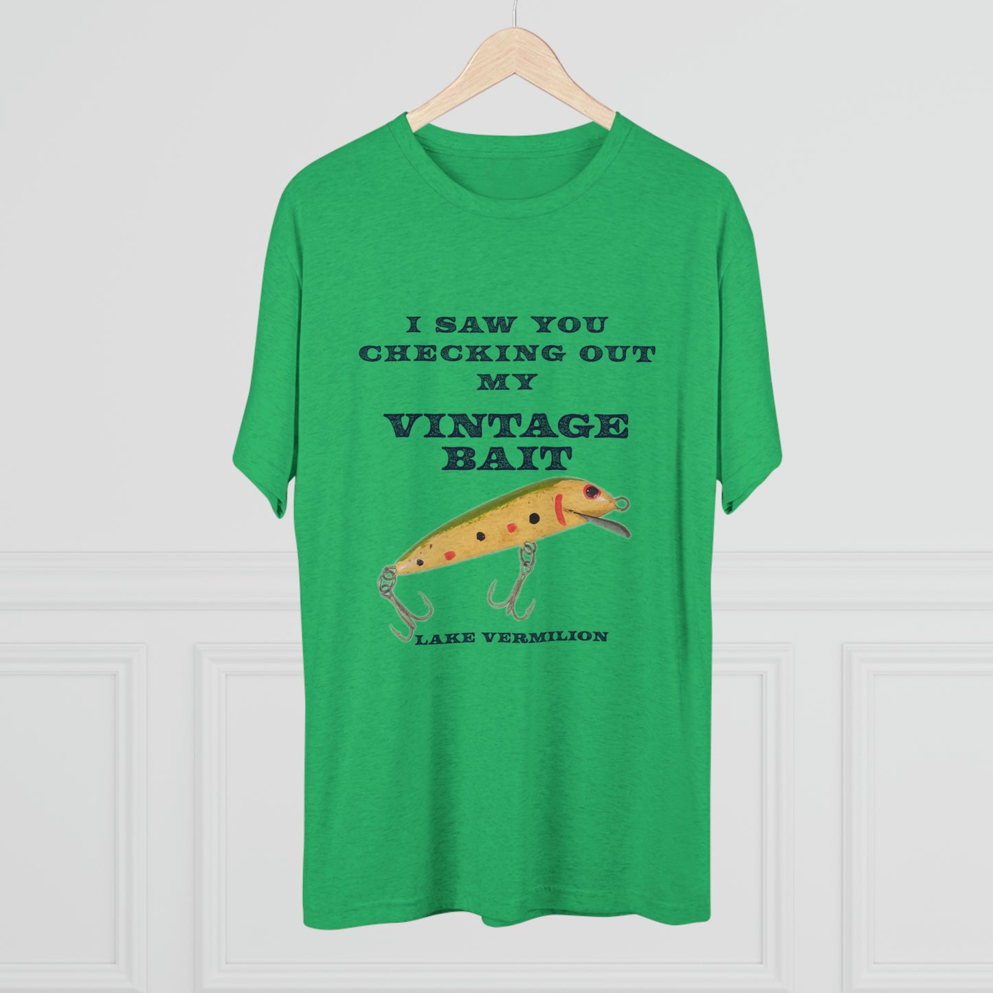 Checking Out My Vintage Bait - Lake Vermilion Fishing - Unisex Tri-Blend Crew Tee