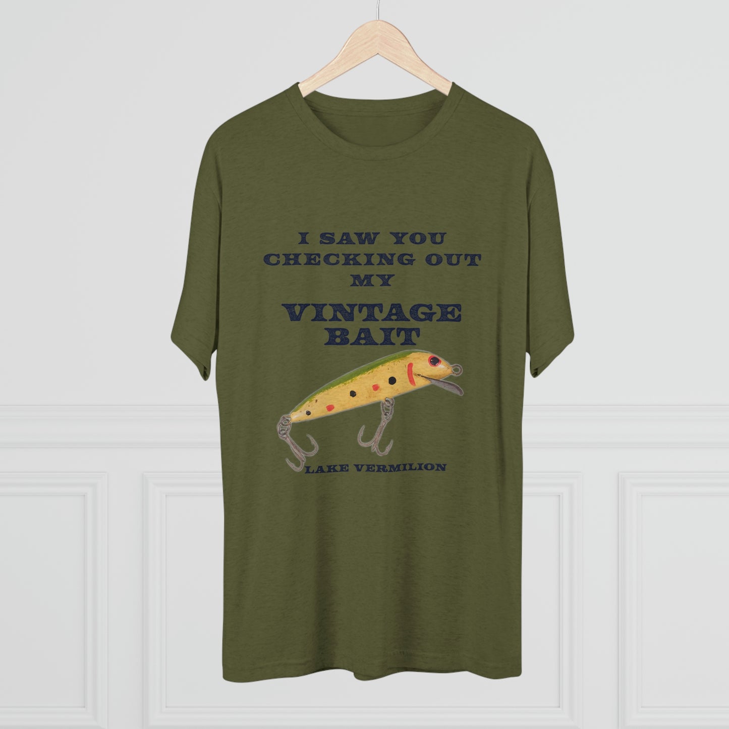 Checking Out My Vintage Bait - Lake Vermilion Fishing - Unisex Tri-Blend Crew Tee