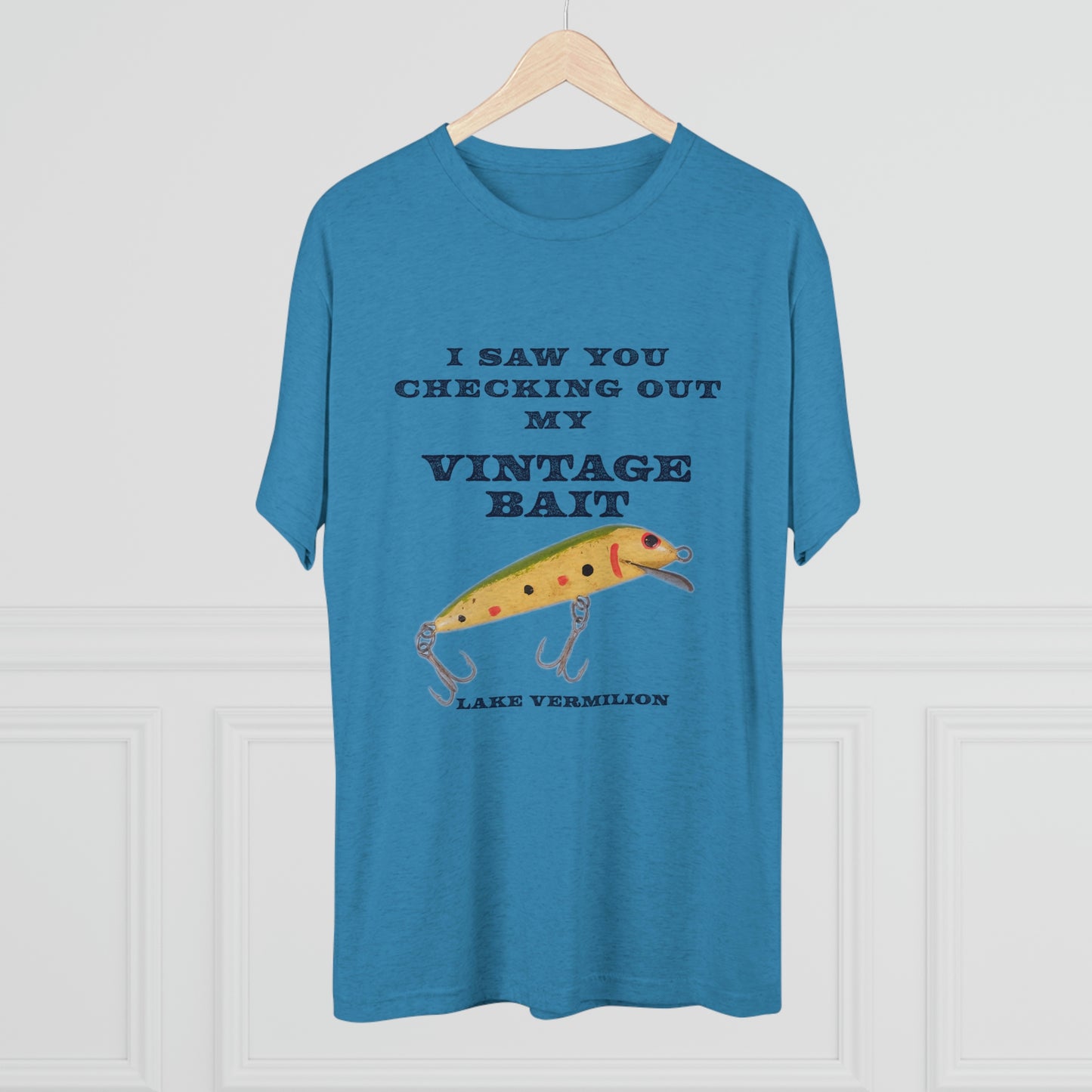 Checking Out My Vintage Bait - Lake Vermilion Fishing - Unisex Tri-Blend Crew Tee