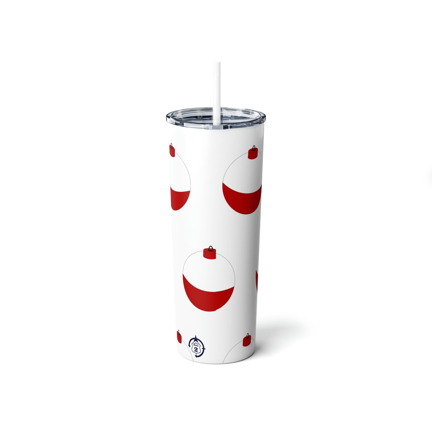 Traditional Red & White Bobber - Skinny Steel Tumbler with Straw, 20oz