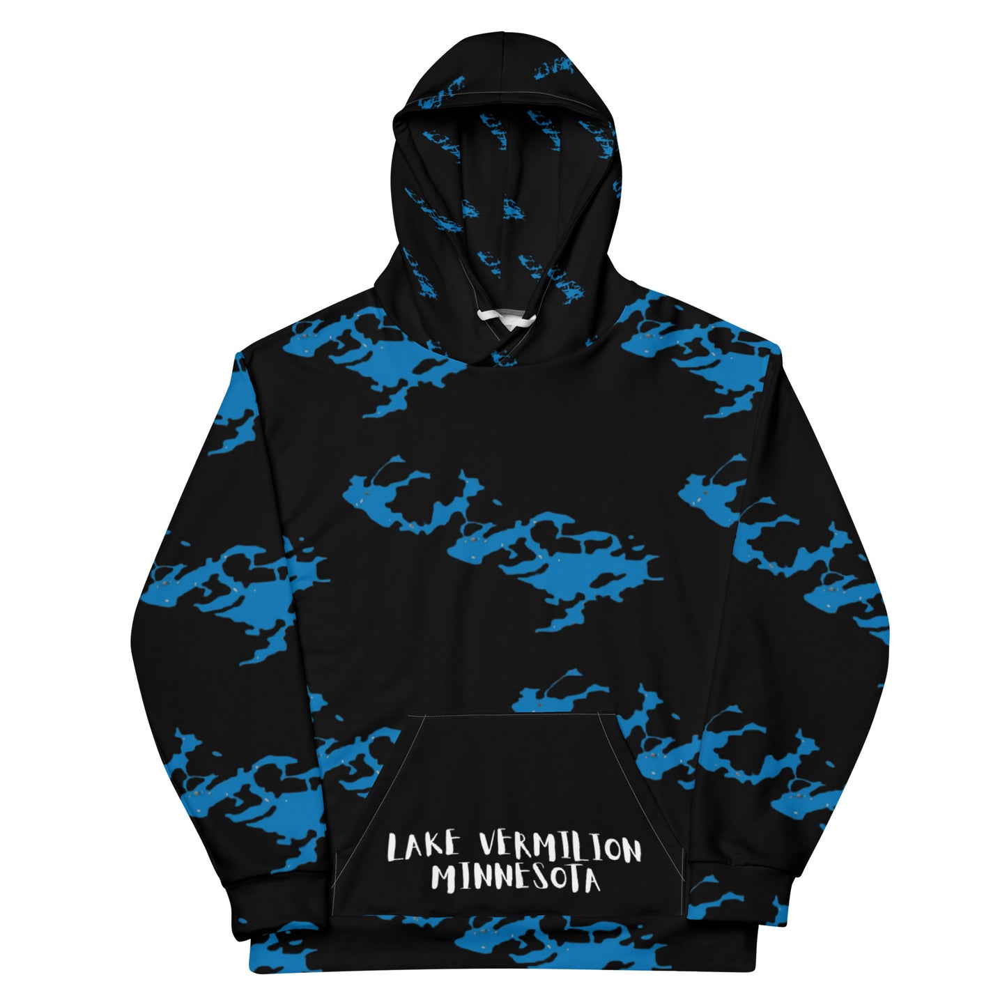 Lake Vermilion - Lake Pattern - Custom Black Unisex Hoodie