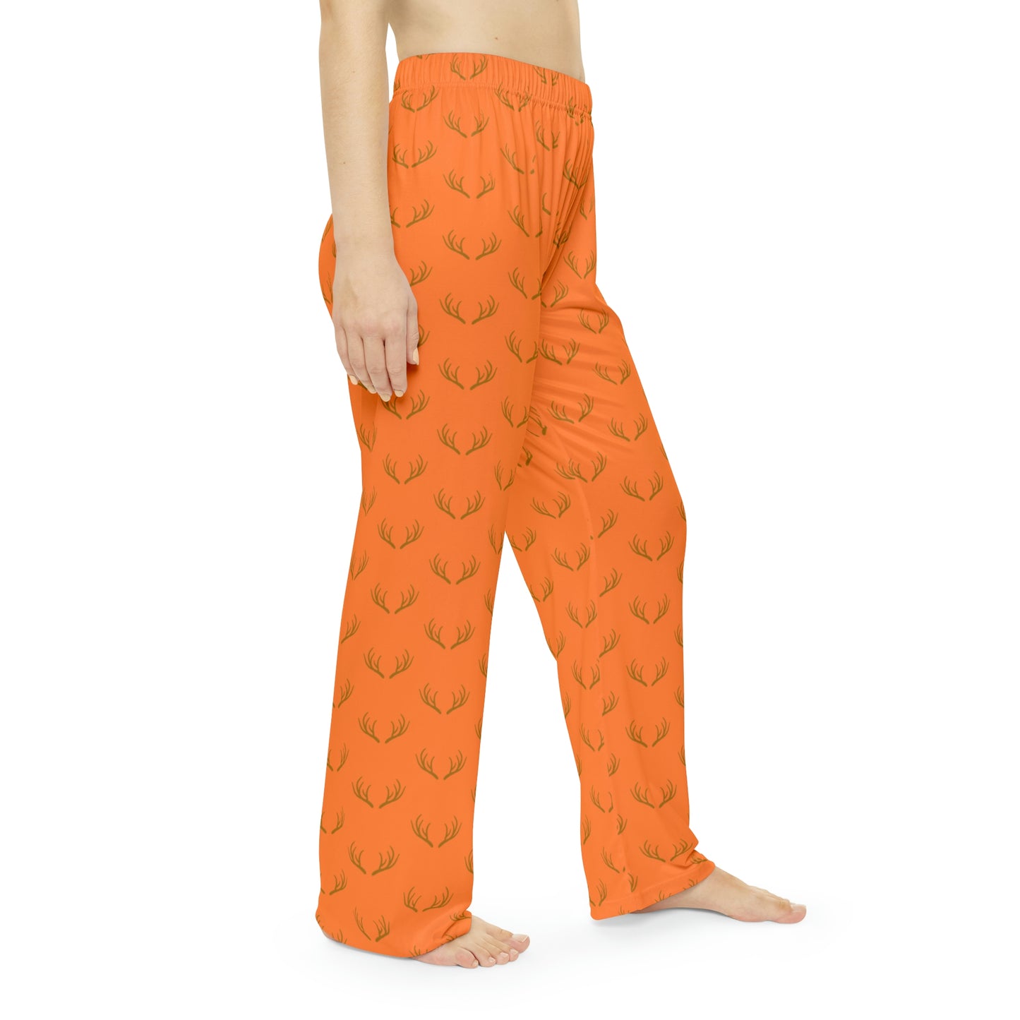 Antlers - Hunting Theme -  Bait - Women's Pajama Pants - Orange